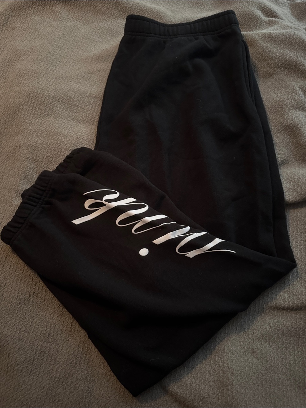 PINK Victoria's Secret Black Sweatpants with White Script Logo